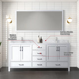 Jacques 72 in. Freestanding Bathroom Vanity With Undermount Ceramic Sink, White Carrara Marble