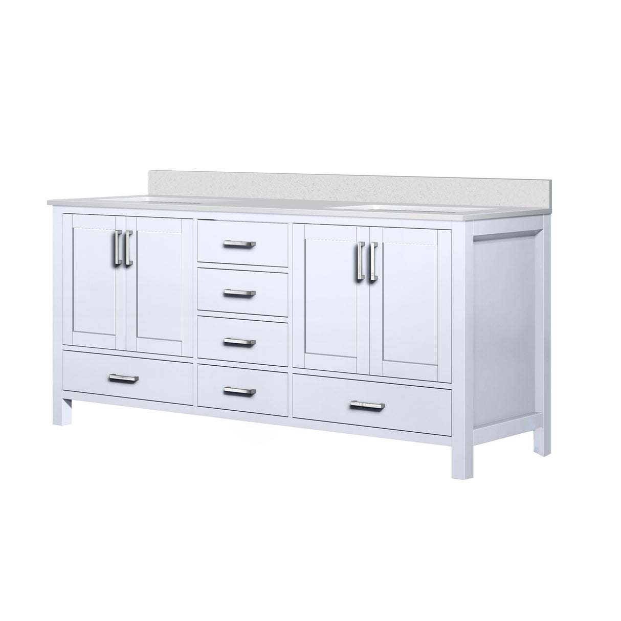 Jacques 72 in. Freestanding Bathroom Vanity with White Quartz Top, White Square Sink