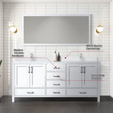 Jacques 72 in. Freestanding Bathroom Vanity with White Quartz Top, White Square Sink