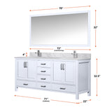 Jacques 72 in. Freestanding Bathroom Vanity with White Quartz Top, White Square Sink