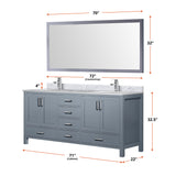 Jacques 72 in. Freestanding Bathroom Vanity With Undermount Ceramic Sink, White Carrara Marble