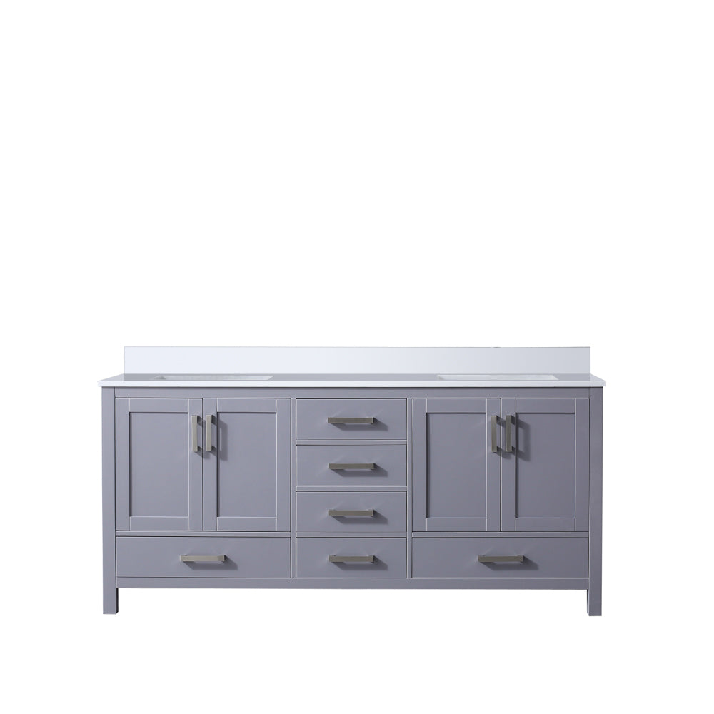 Jacques 72 in. Freestanding Bathroom Vanity with White Quartz Top, White Square Sink