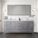 Jacques 72 in. Freestanding Bathroom Vanity With Undermount Ceramic Sink, White Carrara Marble