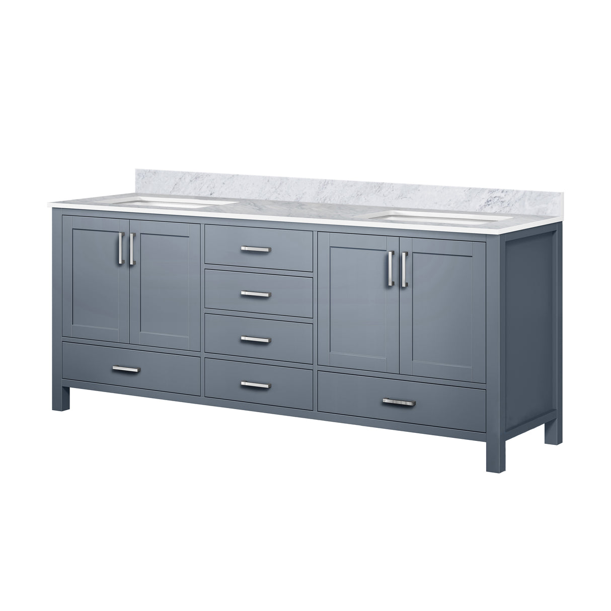 Jacques 80 in. Freestanding Bathroom Vanity with White Carrara Marble Top, White Square Sink