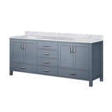 Jacques 80 in. Freestanding Bathroom Vanity with White Carrara Marble Top, White Square Sink