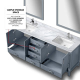 Jacques 80 in. Freestanding Bathroom Vanity with White Carrara Marble Top, White Square Sink