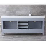 Jacques 84 in. Bathroom Freestanding Bathroom Vanity With Undermount Ceramic Sink, White Carrara Marble