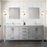 Jacques 84 in. Bathroom Freestanding Bathroom Vanity With Undermount Ceramic Sink, White Carrara Marble