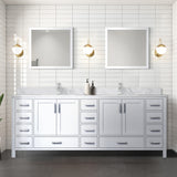 Jacques 84 in. Bathroom Freestanding Bathroom Vanity With Undermount Ceramic Sink, White Carrara Marble