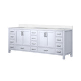 Jacques 84 in. Freestanding Bathroom Vanity with White Quartz Top, White Square Sink