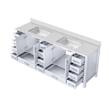 Jacques 84 in. Freestanding Bathroom Vanity with White Quartz Top, White Square Sink