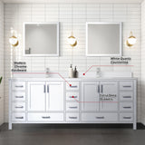 Jacques 84 in. Freestanding Bathroom Vanity with White Quartz Top, White Square Sink