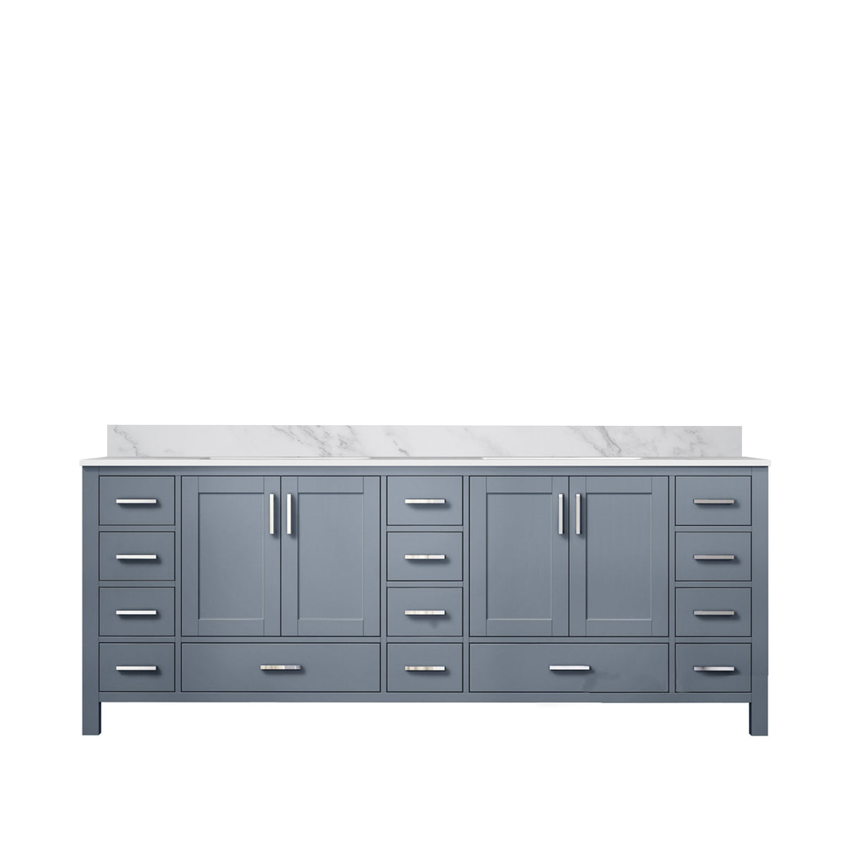 Jacques 84 in. Bathroom Freestanding Bathroom Vanity With Undermount Ceramic Sink, White Carrara Marble