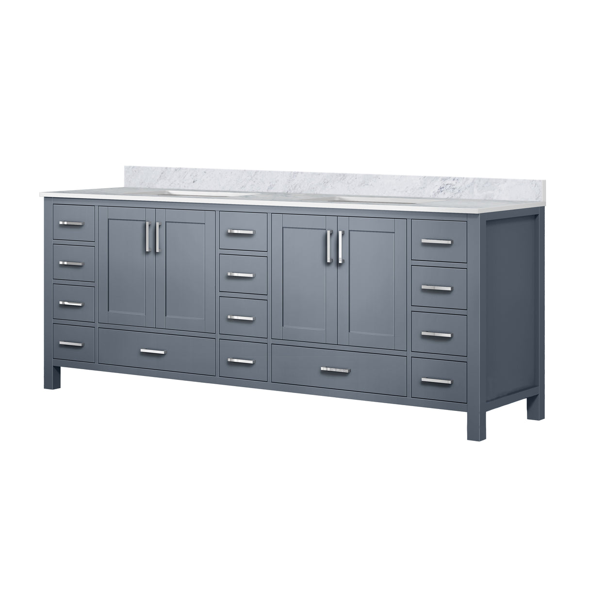 Jacques 84 in. Bathroom Freestanding Bathroom Vanity With Undermount Ceramic Sink, White Carrara Marble