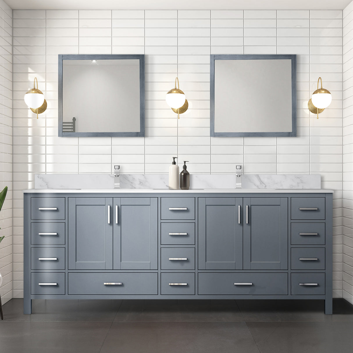 Jacques 84 in. Bathroom Freestanding Bathroom Vanity With Undermount Ceramic Sink, White Carrara Marble