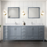 Jacques 84 in. Bathroom Freestanding Bathroom Vanity With Undermount Ceramic Sink, White Carrara Marble