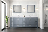 Jacques 84 in. Freestanding Bathroom Vanity with White Quartz Top, White Square Sink