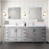 Jacques 84 in. Freestanding Bathroom Vanity with White Quartz Top, White Square Sink