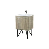 Lancy 24 in. Rustic Acacia  Freestanding Bathroom Vanity with White Quartz Top, White Square Sink, and Balzani Gun Metal Faucet Set