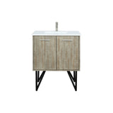 Lancy 30 in. Rustic Acacia  Freestanding Bathroom Vanity with White Quartz Top, White Square Sink, and Labaro Brushed Nickel Faucet Set