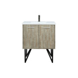 Lancy 30 in. Rustic Acacia  Freestanding Bathroom Vanity with White Quartz Top, White Square Sink, and Balzani Gun Metal Faucet Set