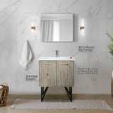 Lancy 30" Rustic Acacia Bathroom Vanity, White Quartz Top, White Square Sink, Monte Chrome Faucet Set, and 28" Frameless Mirror
