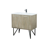 Lancy 36 in. Rustic Acacia  Freestanding Bathroom Vanity with White Quartz Top, White Square Sink, and Monte Chrome Faucet Set