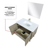 Lancy 36 in. Rustic Acacia  Freestanding Bathroom Vanity with White Quartz Top, White Square Sink, and Labaro Brushed Nickel Faucet Set