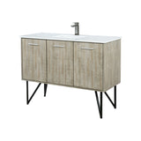 Lancy 48 in. Rustic Acacia  Freestanding Bathroom Vanity with White Quartz Top, White Square Sink, and Balzani Gun Metal Faucet Set