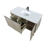 Lancy 48 in. Rustic Acacia  Freestanding Bathroom Vanity with White Quartz Top, White Square Sink, and Balzani Gun Metal Faucet Set