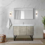 Lancy 48 in. Rustic Acacia  Freestanding Bathroom Vanity with White Quartz Top, White Square Sink, and Labaro Brushed Nickel Faucet Set