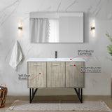 Lancy 48 in. Rustic Acacia  Freestanding Bathroom Vanity with White Quartz Top, White Square Sink, and Balzani Gun Metal Faucet Set