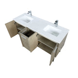 Lancy 60 in. Rustic Acacia  Freestanding Bathroom Vanity with White Quartz Top, White Square Sink, and Monte Chrome Faucet Set