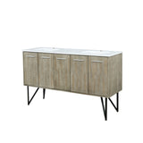Lancy 60 in. Rustic Acacia  Freestanding Bathroom Vanity with White Quartz Top, and White Square Sink