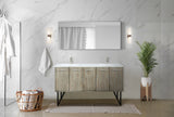 Lancy 60 in. Rustic Acacia  Freestanding Bathroom Vanity with White Quartz Top, White Square Sink, and Labaro Brushed Nickel Faucet Set