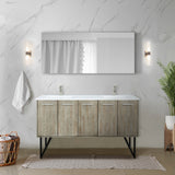 Lancy 60 in. Rustic Acacia  Freestanding Bathroom Vanity with White Quartz Top, and White Square Sink