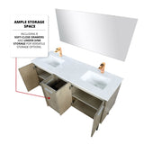 Lancy 60 in. Rustic Acacia  Freestanding Bathroom Vanity with White Quartz Top, White Square Sink, and Monte Chrome Faucet Set