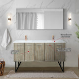 Lancy 60 in. Rustic Acacia  Freestanding Bathroom Vanity with White Quartz Top, White Square Sink, and Monte Chrome Faucet Set