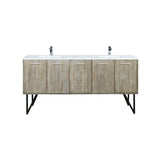 Lancy 72 in. Rustic Acacia  Freestanding Bathroom Vanity with White Quartz Top, White Square Sink, and Monte Chrome Faucet Set