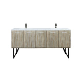 Lancy 72 in. Rustic Acacia  Freestanding Bathroom Vanity with White Quartz Top, White Square Sink, and Balzani Gun Metal Faucet Set