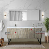 Lancy 72 in. Rustic Acacia  Freestanding Bathroom Vanity with White Quartz Top, White Square Sink, and Labaro Brushed Nickel Faucet Set