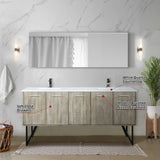 Lancy 72 in. Rustic Acacia  Freestanding Bathroom Vanity with White Quartz Top, White Square Sink, and Balzani Gun Metal Faucet Set