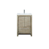 Lafarre 24 in. Rustic Acacia  Freestanding Bathroom Vanity with White Quartz Top, White Square Sink, and Monte Chrome Faucet Set