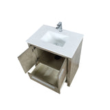 Lafarre 30 in. Rustic Acacia  Freestanding Bathroom Vanity with White Quartz Top, White Square Sink, and Monte Chrome Faucet Set