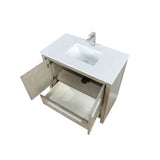 Lafarre 36 in. Rustic Acacia  Freestanding Bathroom Vanity with White Quartz Top, White Square Sink, and Labaro Brushed Nickel Faucet Set