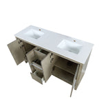 Lafarre 60 in. Rustic Acacia  Freestanding Bathroom Vanity with White Quartz Top, and White Square Sink