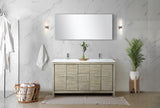 Lafarre 60 in. Rustic Acacia  Freestanding Bathroom Vanity with White Quartz Top, and White Square Sink