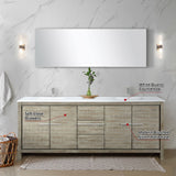 Lafarre 80 in. Rustic Acacia  Freestanding Bathroom Vanity with White Quartz Top, White Square Sink, and Labaro Brushed Nickel Faucet Set