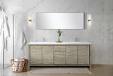 Lafarre 80 in. Rustic Acacia  Freestanding Bathroom Vanity with White Quartz Top, White Square Sink, and Monte Chrome Faucet Set