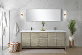 Lafarre 80" Rustic Acacia Double Bathroom Vanity, White Quartz Top, White Square Sinks, Balzani Gun Metal Faucet Set, and 70" Frameless Mirror